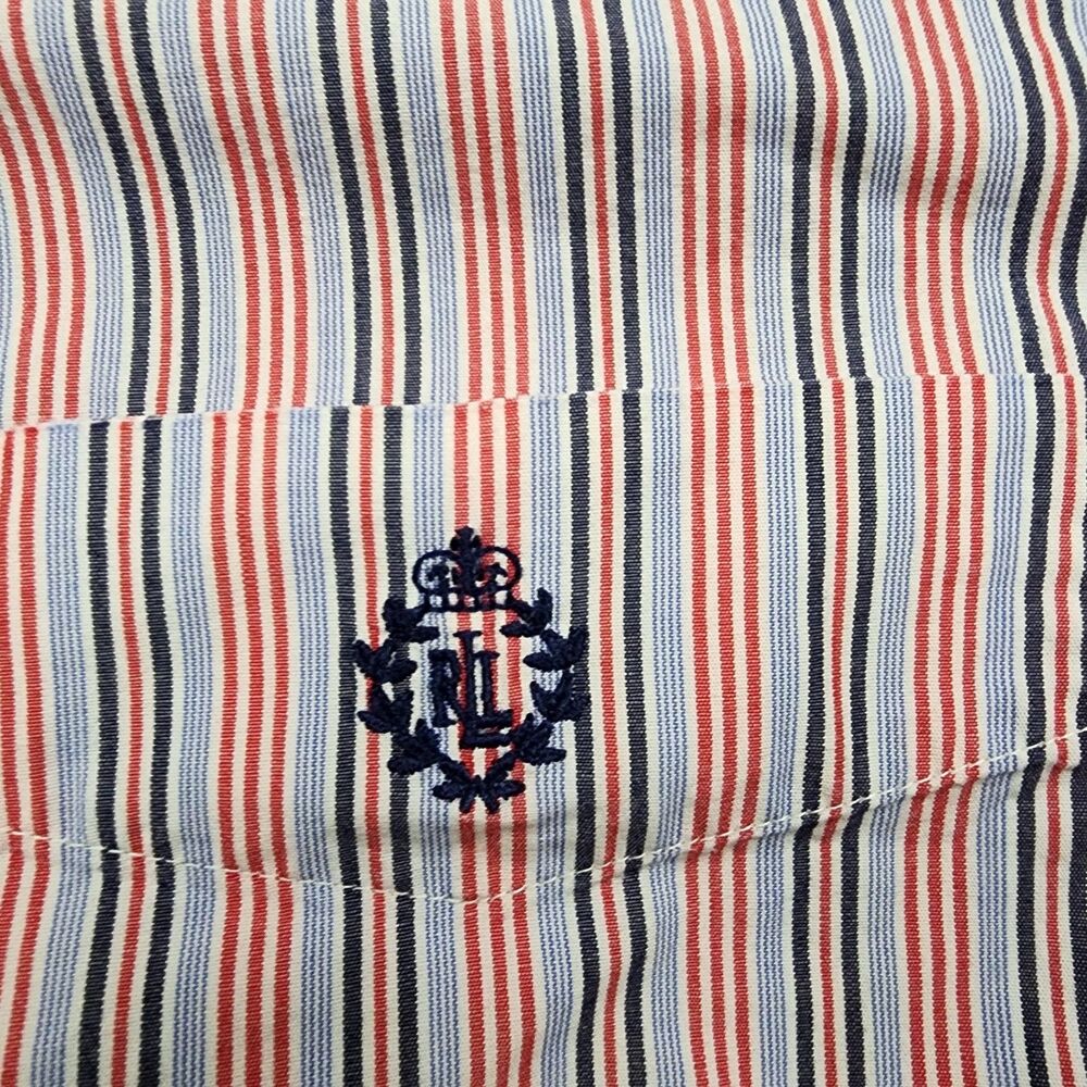 Lauren Ralph Lauren Mens 15.5 32 33 Red Blue Stripe Shirt Button Down Cotton - Picture 4 of 9